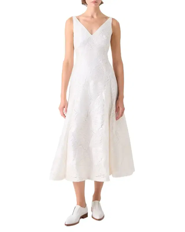Lacquered Sea Faille Sleeveless Midi Dress