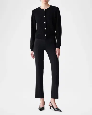 Carolina Herrera Shimmering Wool Crewneck Cardigan | Thumbnail 2 Carolina Herrera Shimmering Wool Crewneck Cardigan | Thumbnail 2