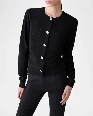 Carolina Herrera Shimmering Wool Crewneck Cardigan | Thumbnail 4 Carolina Herrera Shimmering Wool Crewneck Cardigan | Thumbnail 4