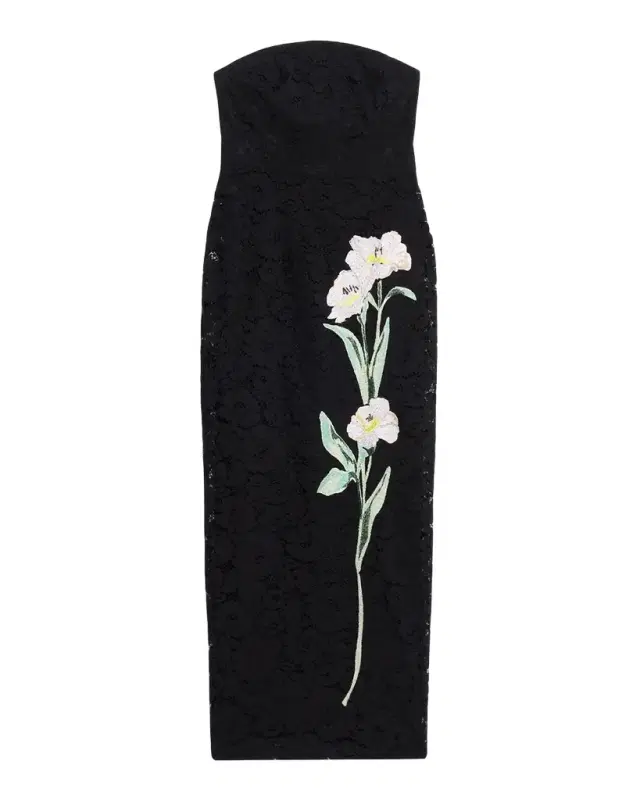 Dolores Strapless Floral-Embroidered Lace Gown