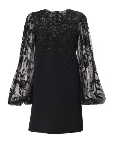 Carolina Herrera Embroidered Puff-Sleeve Mini Dress | Thumbnail 1 Carolina Herrera Embroidered Puff-Sleeve Mini Dress | Thumbnail 1