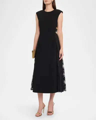 Rebecca Vallance Milena Sleeveless Lace-Inset Midi Dress | Thumbnail 4 Rebecca Vallance Milena Sleeveless Lace-Inset Midi Dress | Thumbnail 4