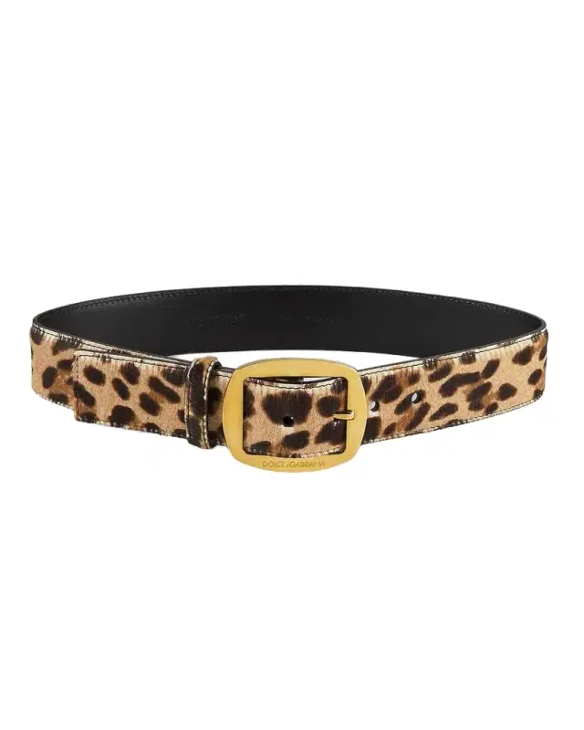 Leopard-Print Ponyhair Belt