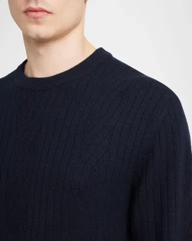 Brioni Men 's Wool and Cashmere Cable Knit Crewneck Sweater | Thumbnail 5
