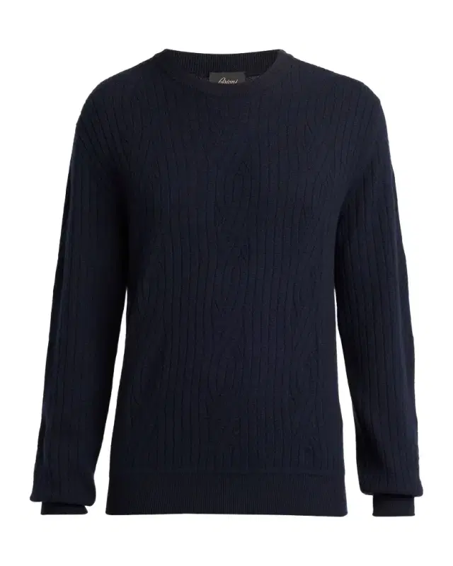 Men's Wool and Cashmere Cable Knit Crewneck Sweater