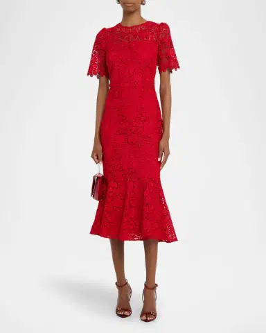 Shoshanna Darcy Floral Lace Flounce Midi Dress | Thumbnail 2
