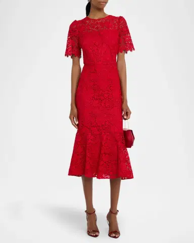 Shoshanna Darcy Floral Lace Flounce Midi Dress | Thumbnail 4