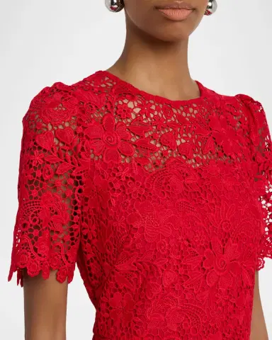 Shoshanna Darcy Floral Lace Flounce Midi Dress | Thumbnail 5