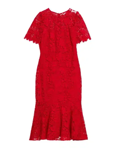 Shoshanna Darcy Floral Lace Flounce Midi Dress | Thumbnail 1