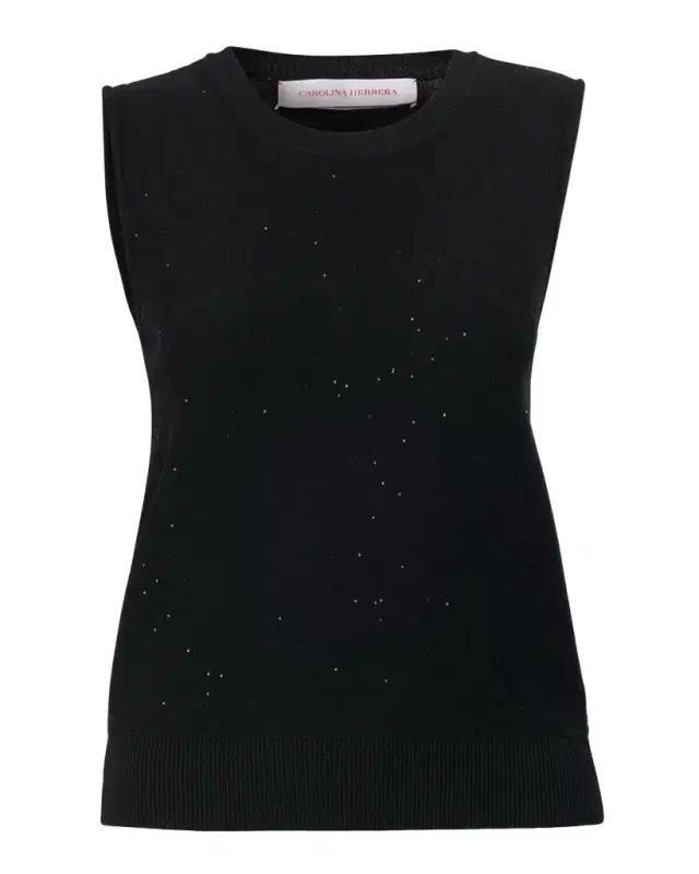 Carolina Herrera Sequined Wool-Blended Tank Top