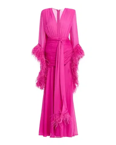 Bronx and Banco Geisha Feather-Trim Chiffon Gown | Thumbnail 1