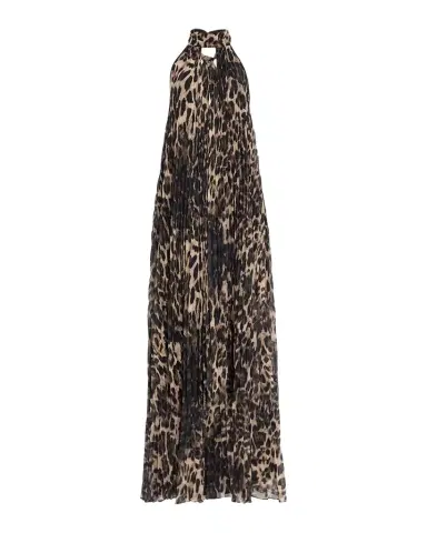 One33 Social The Kaia Leopard Pleated Chiffon Halter Gown | Thumbnail 1