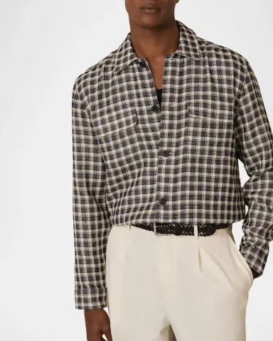 Reiss Men's Ribona Woven Check Twin Pocket Overshirt | Thumbnail 4 Reiss Men's Ribona Woven Check Twin Pocket Overshirt | Thumbnail 4