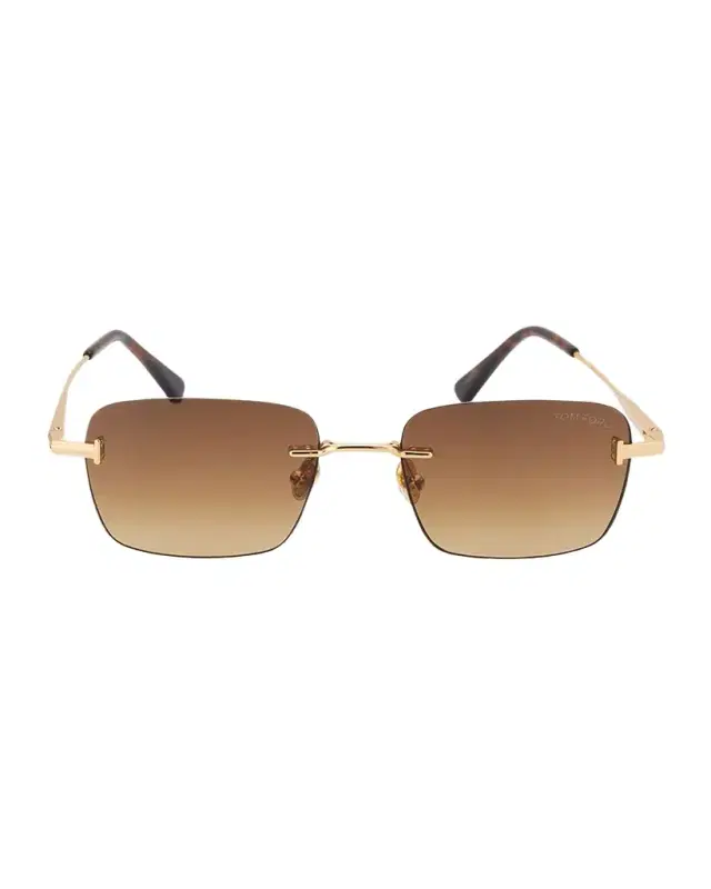TOM FORD Men 's Jake Rimless Rectangular Metal Sunglasses