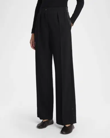 THE ROW Felicita Double Pleated Wide-Leg Tuxedo Pants | Thumbnail 4