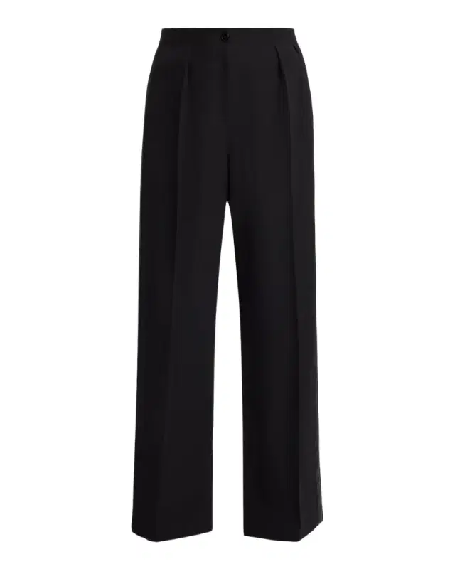 Felicita Double Pleated Wide-Leg Tuxedo Pants