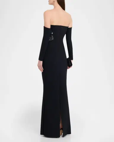 Chiara Boni La Petite Robe Zioni Off-Shoulder Sequin Flower Long Gown | Thumbnail 3 Chiara Boni La Petite Robe Zioni Off-Shoulder Sequin Flower Long Gown | Thumbnail 3