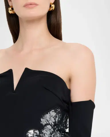 Chiara Boni La Petite Robe Zioni Off-Shoulder Sequin Flower Long Gown | Thumbnail 5 Chiara Boni La Petite Robe Zioni Off-Shoulder Sequin Flower Long Gown | Thumbnail 5