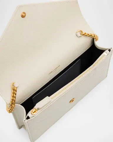Saint Laurent Envelope Small YSL Wallet on Chain in Grain Leather | Thumbnail 3
