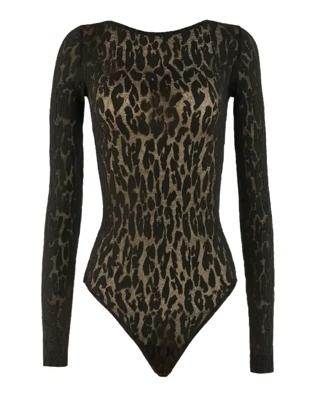 Wolford Long-Sleeve Leopard Bodysuit