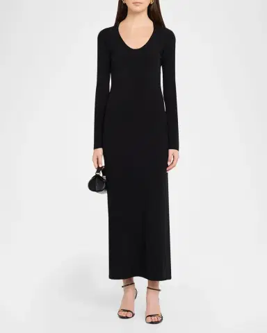 THE ROW Mavy Scoop-Neck Long-Sleeve Ankle Dress | Thumbnail 2 THE ROW Mavy Scoop-Neck Long-Sleeve Ankle Dress | Thumbnail 2