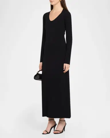 THE ROW Mavy Scoop-Neck Long-Sleeve Ankle Dress | Thumbnail 4 THE ROW Mavy Scoop-Neck Long-Sleeve Ankle Dress | Thumbnail 4