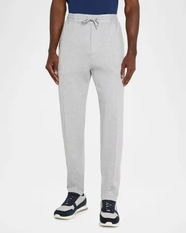 Brunello Cucinelli Men's French Terry Double Cloth Pintuck Pleated Trousers | Thumbnail 4