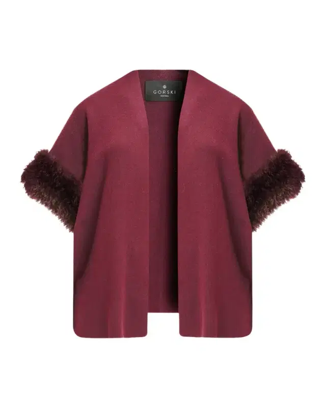 Knit Wool Vest With Mongolian Lamb Cuffs