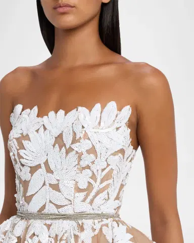 Bronx and Banco Chloe Strapless Sequin Floral Corset Mini Dress | Thumbnail 5