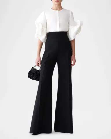 Carolina Herrera Rosette Silk Gazar Button-Front Blouse | Thumbnail 2 Carolina Herrera Rosette Silk Gazar Button-Front Blouse | Thumbnail 2