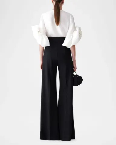 Carolina Herrera Rosette Silk Gazar Button-Front Blouse | Thumbnail 3 Carolina Herrera Rosette Silk Gazar Button-Front Blouse | Thumbnail 3