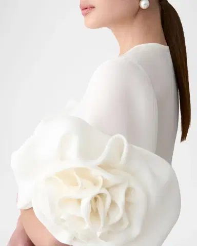 Carolina Herrera Rosette Silk Gazar Button-Front Blouse | Thumbnail 4 Carolina Herrera Rosette Silk Gazar Button-Front Blouse | Thumbnail 4