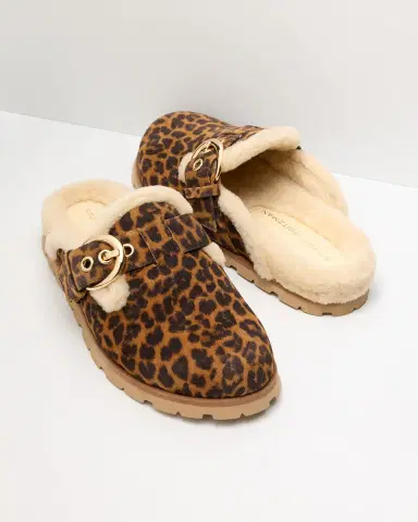 Stuart Weitzman Chrystie Shearling-Lined Leopard Suede Mules | Thumbnail 5 Stuart Weitzman Chrystie Shearling-Lined Leopard Suede Mules | Thumbnail 5