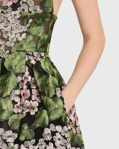 Bronx and Banco Eden Pleated Floral-Embroidered Midi Dress | Thumbnail 5