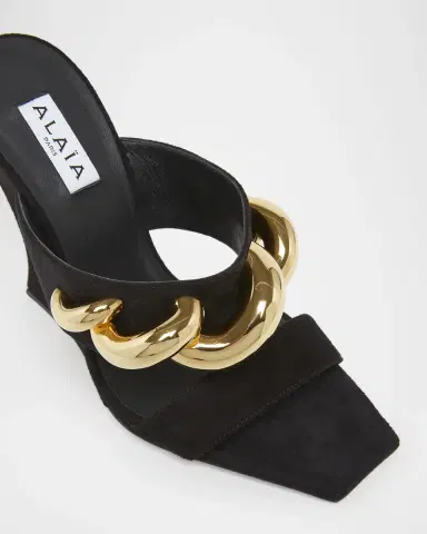 Alaïa 110mm Jewel Suede Wedge Mules | Thumbnail 5