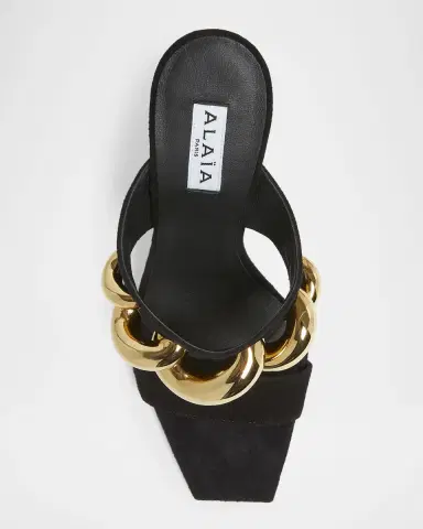 Alaïa 110mm Jewel Suede Wedge Mules | Thumbnail 6