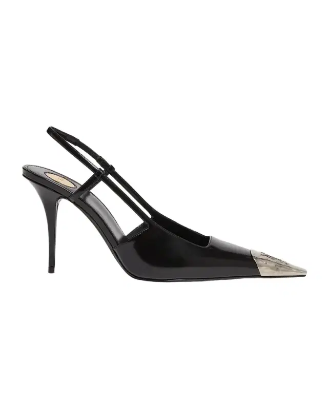 Saint Laurent 90mm Jeanne Leather Slingback Pumps