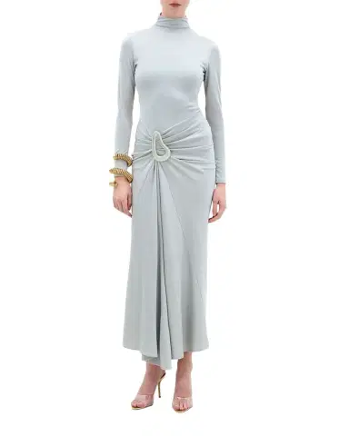 Silvia Tcherassi Venus Draped Long-Sleeve Midi Dress | Thumbnail 1 Silvia Tcherassi Venus Draped Long-Sleeve Midi Dress | Thumbnail 1