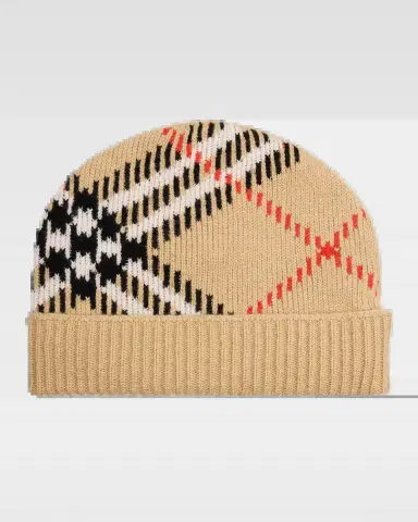 Burberry Check Cashmere-Blend Knit Beanie | Thumbnail 2 Burberry Check Cashmere-Blend Knit Beanie | Thumbnail 2