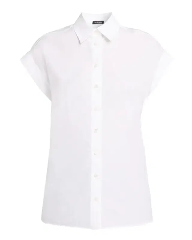 Rolled Cap-Sleeve Cotton Poplin Shirt