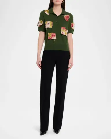 Libertine Lizzy Bennett Patched Cashmere Polo Sweater | Thumbnail 2 Libertine Lizzy Bennett Patched Cashmere Polo Sweater | Thumbnail 2