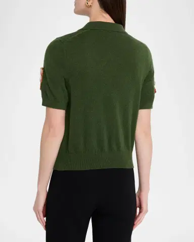 Libertine Lizzy Bennett Patched Cashmere Polo Sweater | Thumbnail 3 Libertine Lizzy Bennett Patched Cashmere Polo Sweater | Thumbnail 3