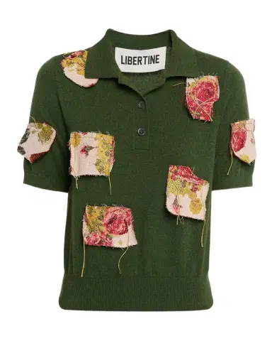 Libertine Lizzy Bennett Patched Cashmere Polo Sweater | Thumbnail 1 Libertine Lizzy Bennett Patched Cashmere Polo Sweater | Thumbnail 1