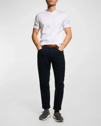 Brunello Cucinelli Men's Basic-Fit V-Neck T-Shirt | Thumbnail 2
