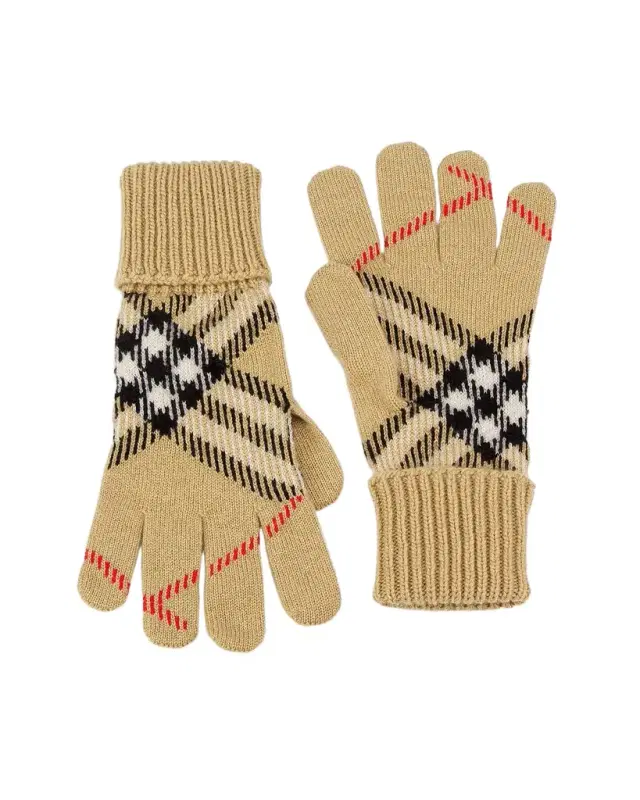 Burberry Check Cashmere-Blend Gloves