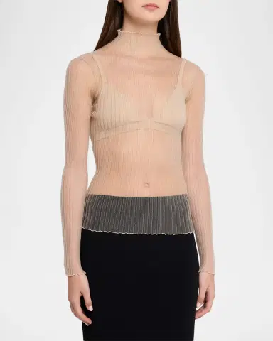 Aisling Camps Modern Mist Translucent Ribbed Turtleneck | Thumbnail 4
