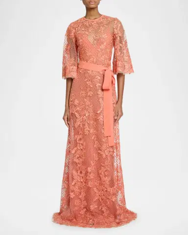 Elie Saab Lace Embroidered Tulle Maxi Dress | Thumbnail 2 Elie Saab Lace Embroidered Tulle Maxi Dress | Thumbnail 2