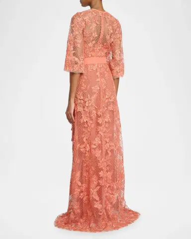 Elie Saab Lace Embroidered Tulle Maxi Dress | Thumbnail 3 Elie Saab Lace Embroidered Tulle Maxi Dress | Thumbnail 3