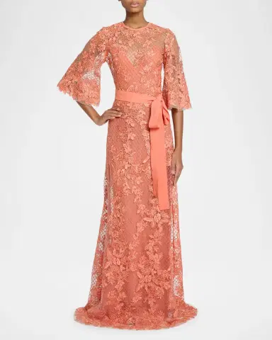 Elie Saab Lace Embroidered Tulle Maxi Dress | Thumbnail 4 Elie Saab Lace Embroidered Tulle Maxi Dress | Thumbnail 4