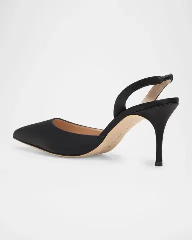 Manolo Blahnik 70mm Carolyne Satin Slingback Pumps | Thumbnail 4